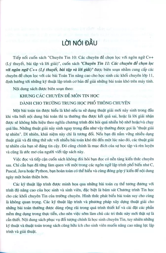 CHUYÊN TIN 11: CÁC CHUYÊN ĐỀ CHỌN LỌC VỚI NGÔN NGỮ C++ (Lý thuyết, bài tập và lời giải)
